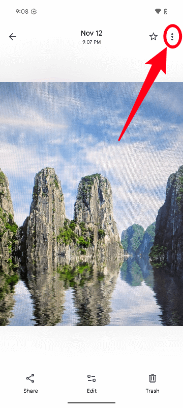 Tap the three-dot menu in Google Photos